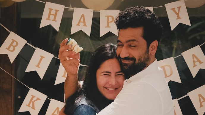 Vicky Kaushal (R) and Katrina Kaif (L) during the latter's birthday celebration. (Credit: Instagram/vickykaushal) Vicky Kaushal wraps Katrina Kaif in a hug, shares adorable birthday wish