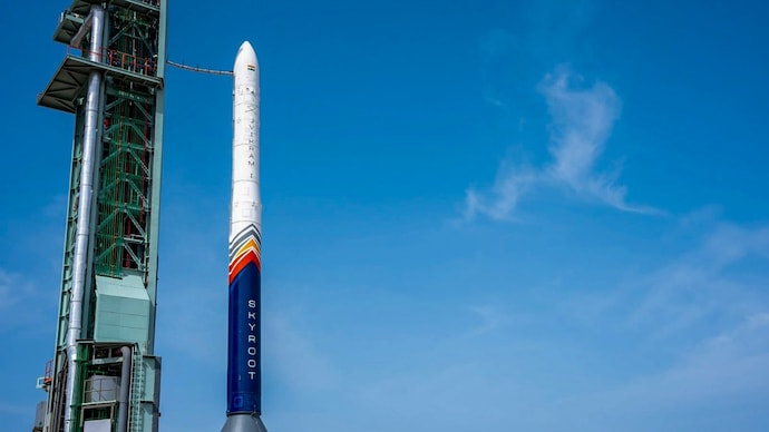 Vikram-1 rocket lifted off from the First Launch Pad at the Satish Dhawan Space Centre in Sriharikota as part of Mission Aagaman.