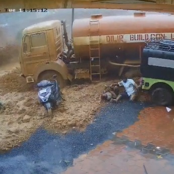 Video: Miraculous escape for bystanders as landslide sweeps fuel tanker in Wayanad