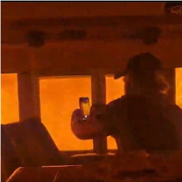 Horrifying video captures crew stuck in train amid raging wildfire in Ontario
