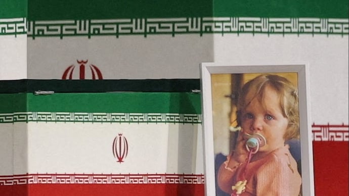 The tiny coffin of Zahra Mohammadi Golpayegani, the young granddaughter of Iran's late Supreme Leader Ayatollah Ali Khamenei. (Photo- Reuters)