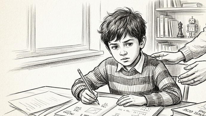 7-year-old Indian-origin boy Jivyan Reddy Dhruva scores Grade 8 in UK GCSE Maths exam (AI-generated image) 7-year-old Indian-origin boy Jivyan Reddy Dhruva scores Grade 8 in UK GCSE Maths exam (AI-generated image)