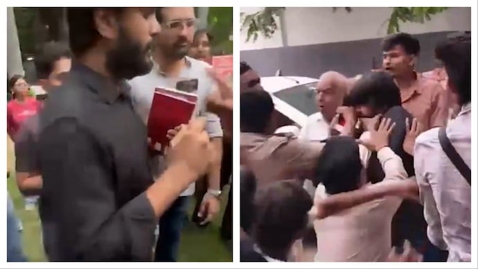 A group of around 18-20 people arrived as the participants were leaving the venue and questioned them over their decision to read 'I Am Malala'. (Screengrab) Ahmedabad scuffle