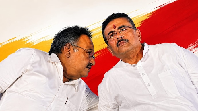 Bengal BJP leaders, including state chief Samik Bhattacharya (left), have warned against party workers engaging in extortion and other crimes. (Image: PTI) Bengal BJP leaders, including state chief Samik Bhattacharya (left), have warned against party workers engaging in extortion and other crimes. (Image: PTI)