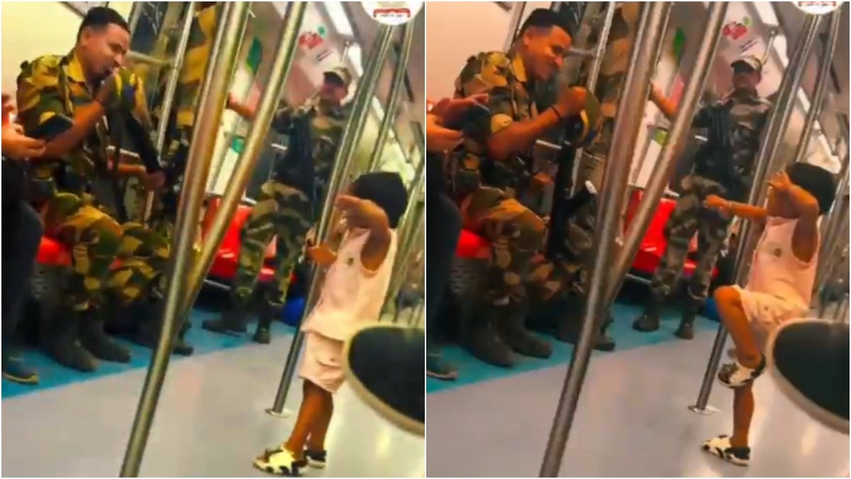 A little girl gave a firm salute to a CISF jawan in Delhi Metro. (Photos: X/@CISFHQrs) CISF