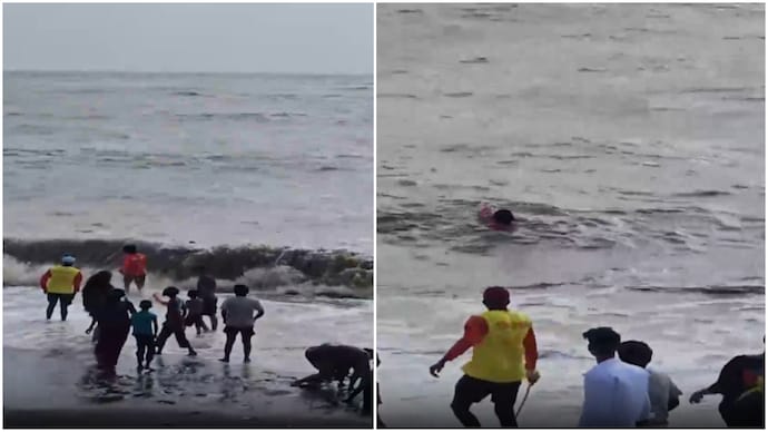 Daman lifeguard jumps into rough waters to save 7-year-old girl from drowning daman lifeguard rescues girl