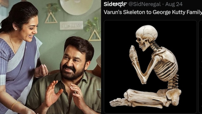 Internet was flooded with memes after Drishyam 4 announcement. (Photo credit: Movie still, screengrab of the meme) Drishyam 3 still and a screenshoto of the mem