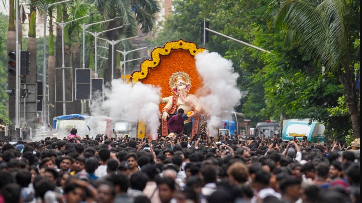 The incident comes as Mumbai gears up for the annual Ganeshotsav, a 10-day festival that draws massive crowds across Maharashtra. (Representational photo: PTI) Ganesh idol falls in south Mumbai