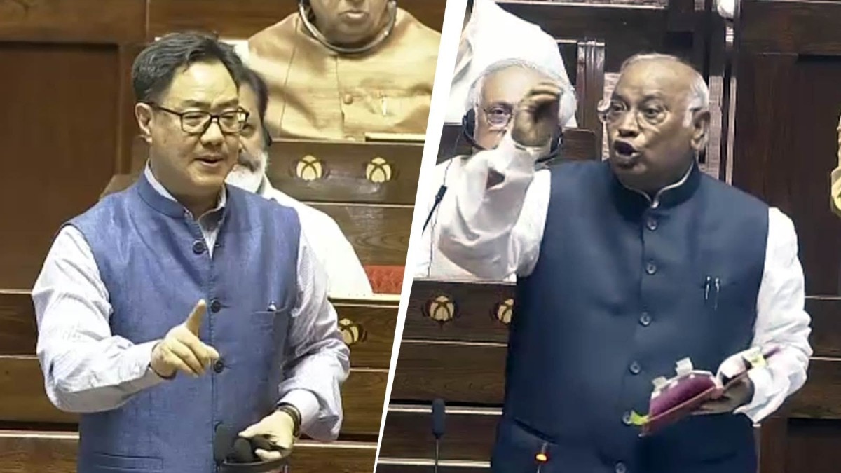 Heated Exchange in Rajya Sabha: Kiren Rijiju and Mallikarjun Kharge Clash Over Parliamentary Decorum