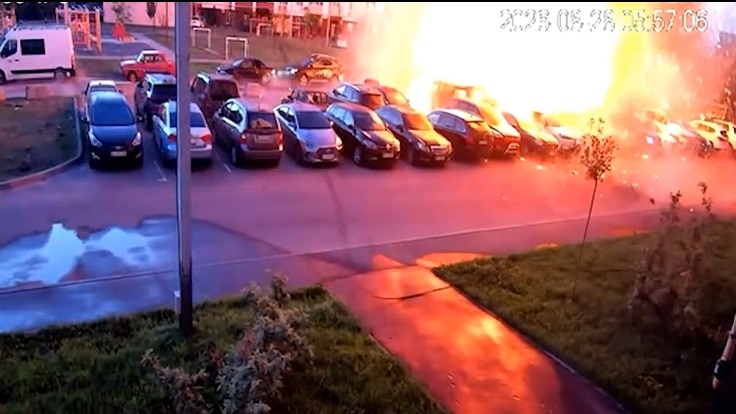 CCTV shows woman narrowly escaping blast in Kyiv drone attack