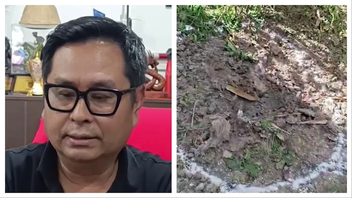 Manipur BJP MLA Sapam Ranjan Singh (left). A crater formed where the blast took place outside his residence. (Screengrab) Manipur BJP MLA house blast