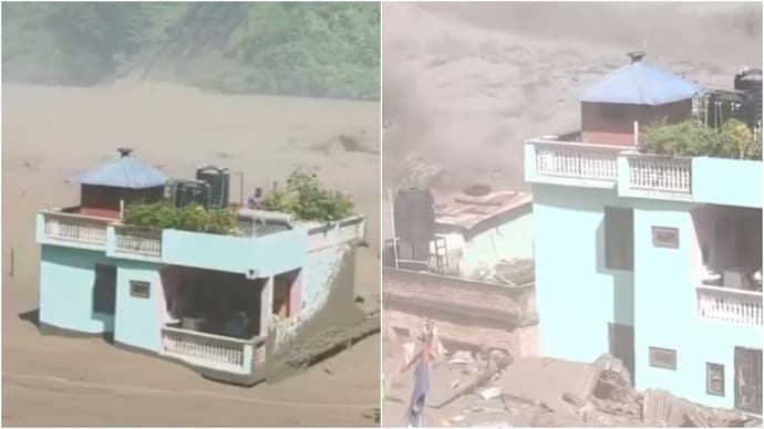 A house in Nepal has survived the raging flood miraculously. (Photos: X/@Sumon1486554) Nepal