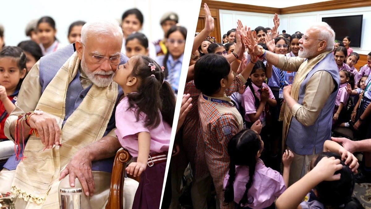 Hi5, smiles and more: PM Modi's day out with children on Raksha Bandhan
