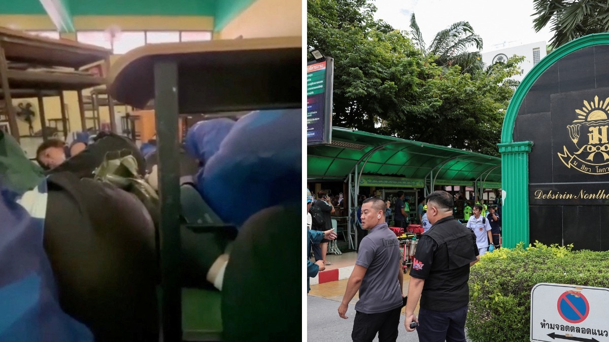 Caught on camera: Students crouch under desks as gunfire erupts at Thailand school