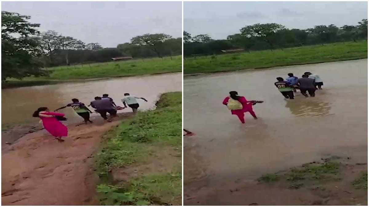 Maharashtra Floods: Pregnant Woman Carried on Cot Across Rushing Stream Due to Lack of Bridge