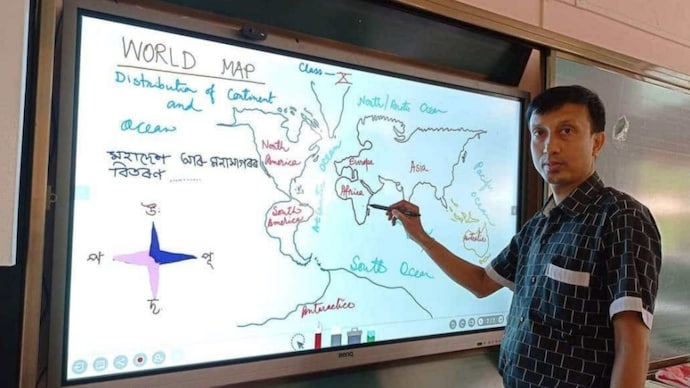 Rajesh Bordoloi, one of the 48 teachers selected for the National Teachers' Awards 2026, at Adarsha Tribal Higher Secondary School in Assam (Special Arrangement) Rajesh Barua, one of the 48 teachers selected for the National Teachers' Awards 2026, at Adarsha Tribal Higher Secondary School in Assam