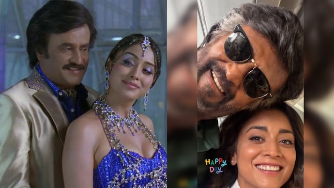 Shriya Saran has reunited with Rajinikanth after 19 years. (Photo credit: Instagram/shriya_saran1109) Shriya Saran and Rajinikanth's photo.