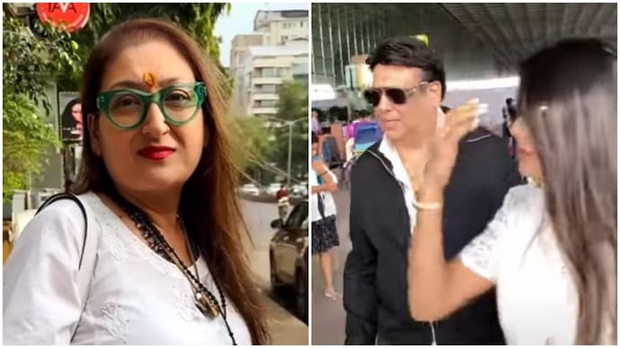 Ssunita Ahuja (L) talks about Govinda's (R) viral airport video with co-star Komal.