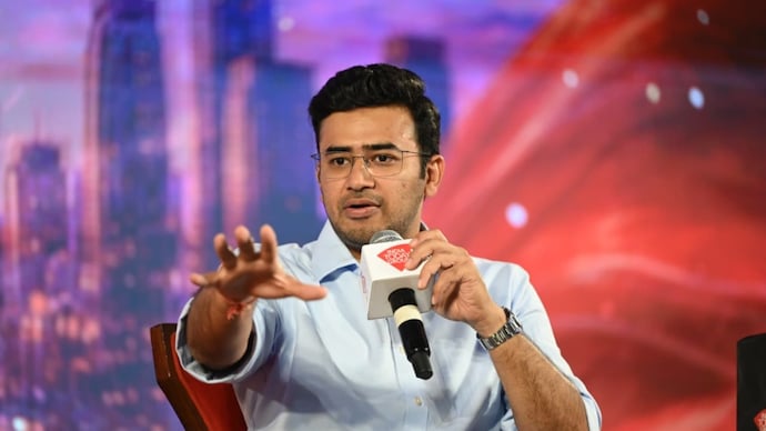 Tejasvi Surya at India Today Karnataka Roundtable in Bengaluru on Wednesday. Tejasvi Surya at India Today Karnataka Roundtable in Bengaluru on Wednesday.