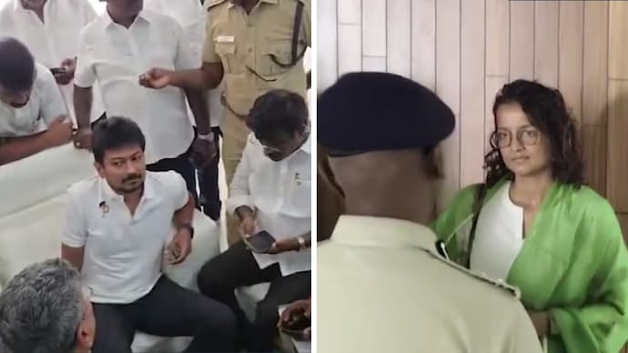 The footage captures police officers waiting inside Udhayanidhi Stalin's residence moments before taking him into custody. The footage captures police officers waiting inside the residence as they seek to meet Udhayanidhi before taking him into custody.