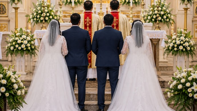 The twin sisters searched for twin priests and found them through a church in Kothanalloor, which is known for gatherings of twins. (AI photo) The twin sisters searched for twin priests and found them through a church in Kothanalloor, which is known for gatherings of twins. (AI photo)