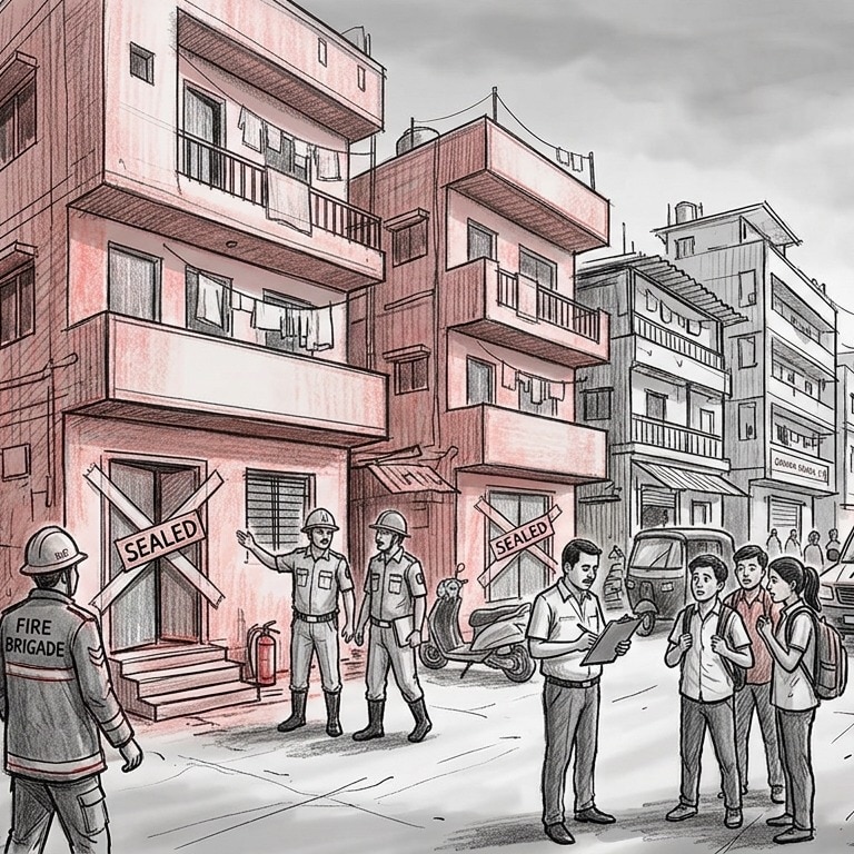 11 Pune PGs, hostels sealed over missing fire systems, mandatory permissions (AI genereated image)