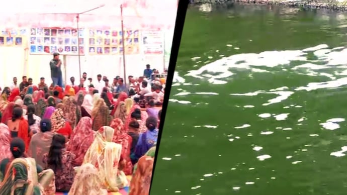 Villagers stage a sit-in protest over contaminated water in Gujarat. (Source: ITG)