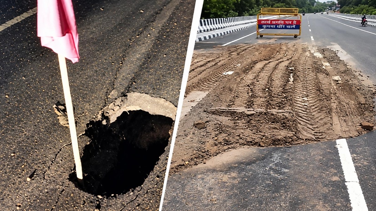 Video: Tunnel-like pothole opens on Rs 88-crore UP flyover after 3 days of rain