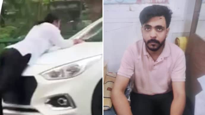 A video of the incident shows Anamika on the bonnet as the car driven by Shahnawaz moves forward. A video of the incident shows Anamika on the bonnet as the car driven by Shahnawaz moves forward.