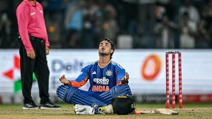 Abhishek celebrated like Haaland (Courtesy: AFP) Abhishek Sharma, Erling Haaland