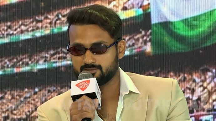 Akash Deep spoke at Panchayat Aajtak Bihar 2026. (Image: Screengrab from Aaj Tak) Akash Deep