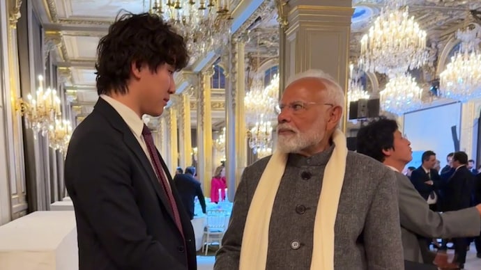 Photo credit @alexandr_wang/ X Alexandr Wang with PM Modi