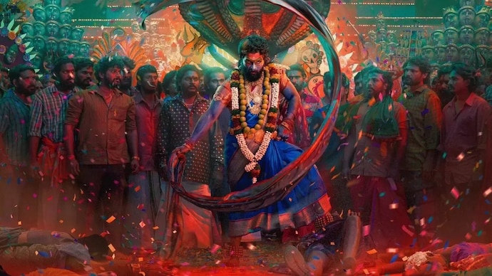 Allu Arjun, in a recent interview, said that wearing a saree was the most alpha moment in his life. (Photo credit: Movie still) Allu Arjun in Pushpa 2: The Rule.
