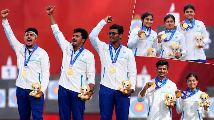 India men's, women's and mixed team compound archers won Gold in Asian Games 2026 (PTI/AP Photos) Archery,Asian Games