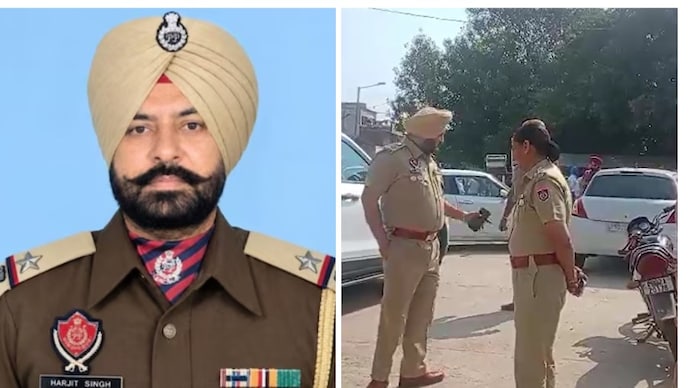 Assistant Sub-Inspector (ASI) Harjeet Singh (L) and Police team inspecting the murder scene (R)