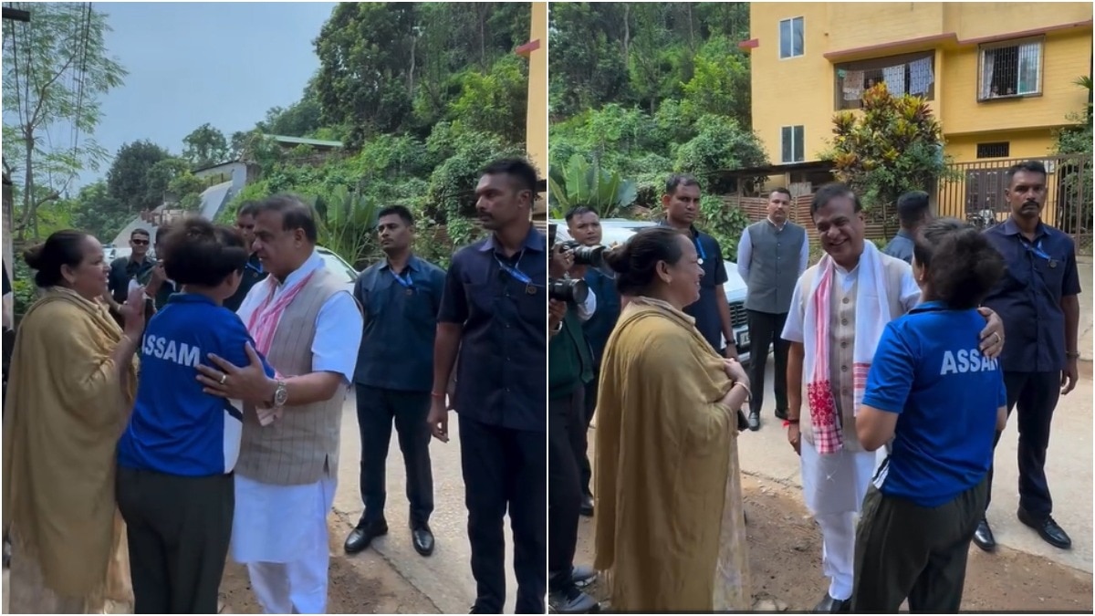 Himanta Sarma stops convoy, meets young para-athlete waiting with gamusa