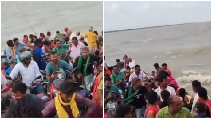 Boat ride in Bihar gets dicey as vessel packed with passengers swerves wildly mid-ride (Photos: @magadh_updates/X) Boat ride in Bihar gets dicey as vessel packed with passengers swerves wildly mid-ride
