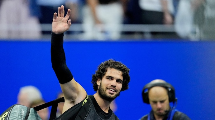 Carlos Alcaraz was beaten in the US Open quarterfinal by Ben Shelton. (Image: Reuters) Carlos Alcaraz at US Open