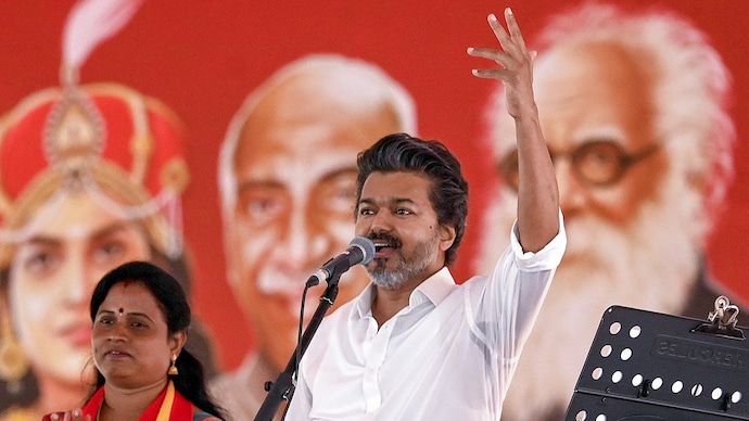 The complaint cites remarks made at a by-election rally attended by Tamil Nadu CM C Joseph Vijay. (Photo credits: PTI) CM Vijay