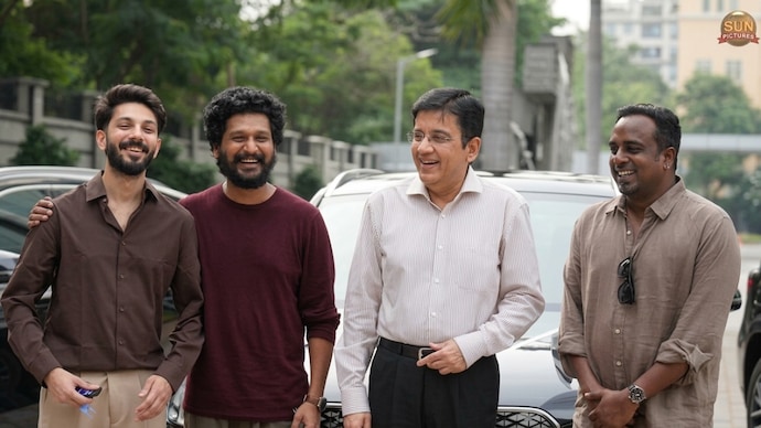 Producer Kalanithi Maran gifts BMWs to DC trio, as Wamiqa omission draws questions. (Photo credit: A screengrab from the X video/Sun Pictures) Anirudh, Lokesh Kanagaraj, Kalanithi Maran and Arun Matheswaran.