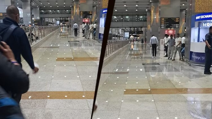 Heavy rain flooded parts of the airport complex Delhi airport flooded