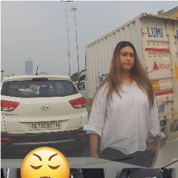 Delhi woman argues with man after reversing into his car, dashcam footage viral