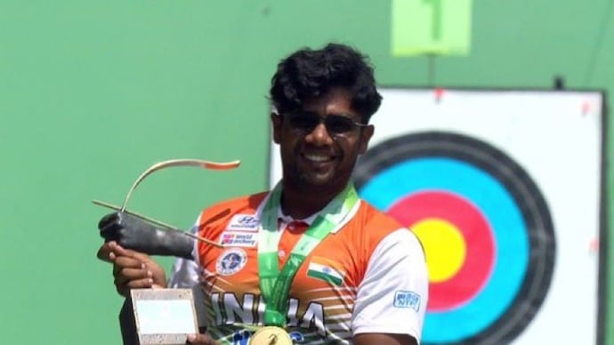 Dhiraj Bommadevara won gold in the recurve archery World Cup. (Image: Screengrab from SonyLIV) Dhiraj Bommadevara