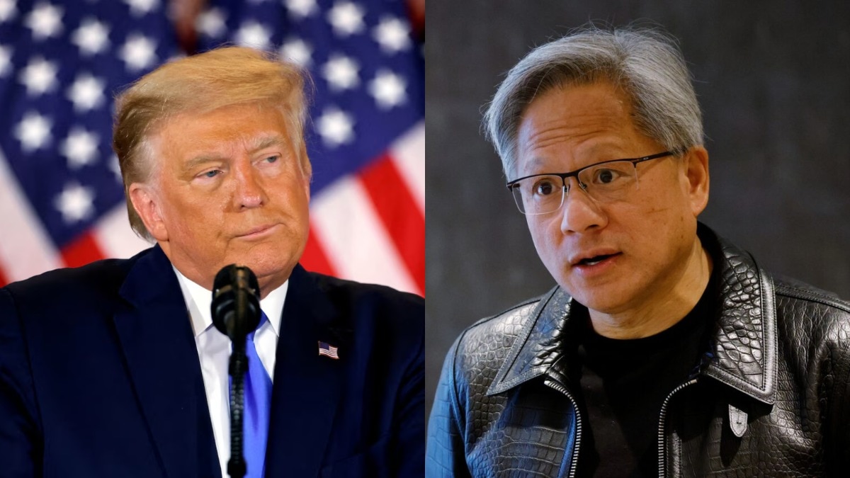 Donald Trump calls Nvidia CEO Jensen Huang live on stage, says AI takeover claims are a hoax