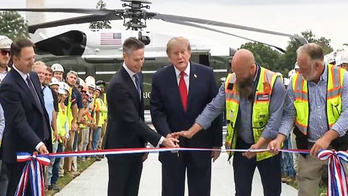 US President Donald Trump inaugurates new helipad at White House South Lawn on Monday. (Photo/YouTube/TheWhiteHouse)
