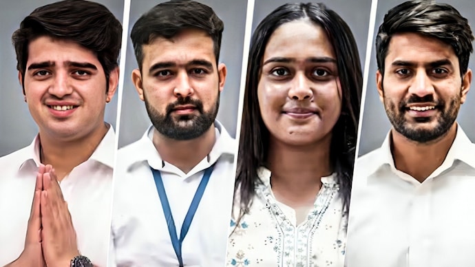 DUSU Election 2026 winners: (l to r) Yash Dabas - President (ABVP), Deepanshu Shokeen - Vice-President (Independent), Riya Chhawdi - Secretary (ABVP), Lakshya Raj Singh - Joint Secretary (ABVP) DUSU polls: ABVP retains president seat in close battle, sweeps two other posts