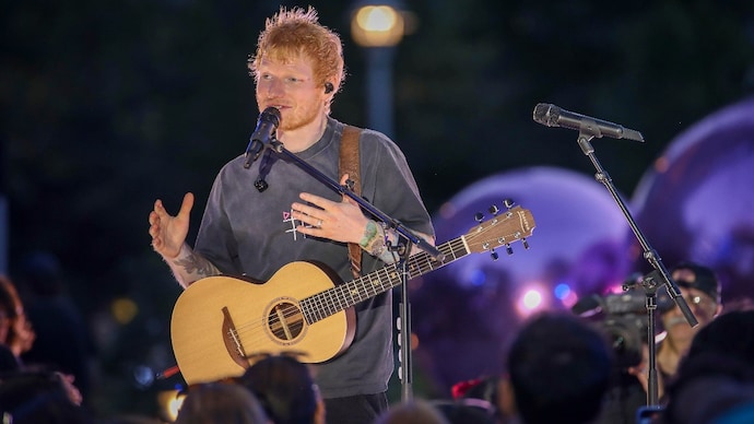 Ed Sheeran blamed US promoter as rapper Macklemore was removed over his Free Palestine remarks. (Photo credit: Andy Kropa/Invision/AP) Ed Sheeran's photo
