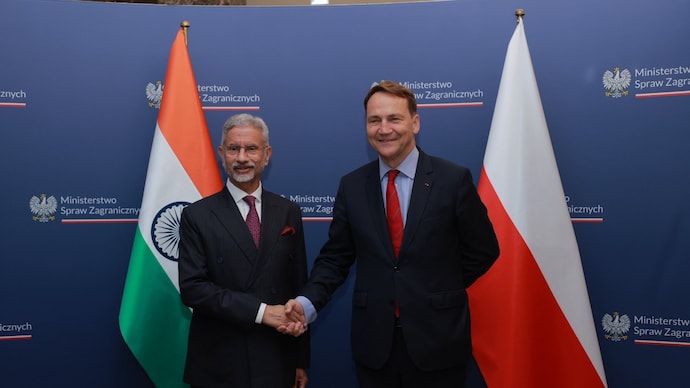 External Affairs Minister S Jaishankar with his Polish counterpart Radoslaw Sikorski in Warsaw. External Affairs Minister S Jaishankar with his Polish counterpart