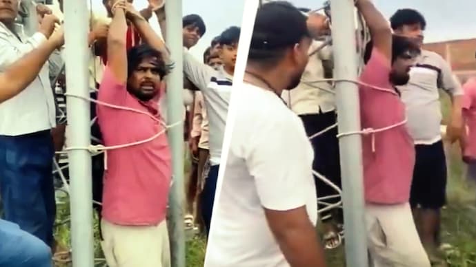 The incident was recorded on video, which subsequently went viral on social media. (Credits: X) Fatehpur Mobile Tower
