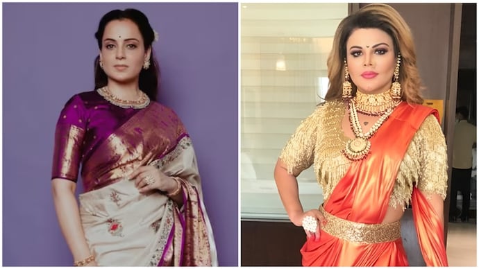 Responding to Rakhi Sawant's remarks on female politicians, Kangana Ranaut said public character attacks should no longer wound women. ((Credit/Instagram/kanganaranaut/rakhisawant2511) Favours won't even get you sweeper's job: Kangana slams Rakhi Swant's remark on PM